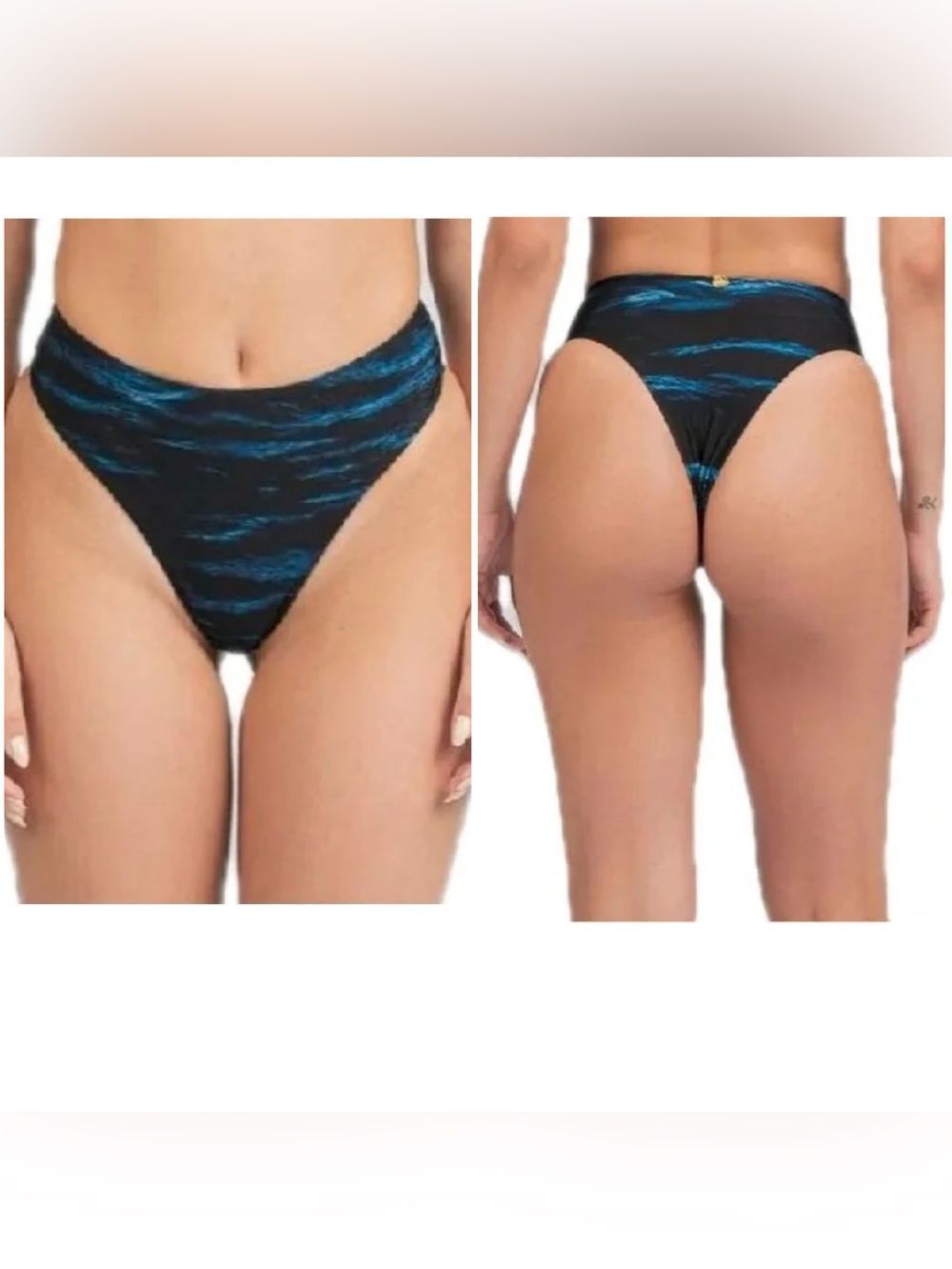 NWT Rangel x La Sincere Celine High-Waisted Bikini Bottom in Ocean Size Medium